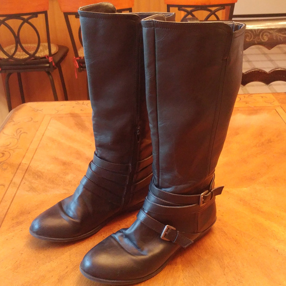 Madden Girl Shoes - MADDEN GIRL DOUBLE BUCKLE KNEE LENGTH BOOTS 8